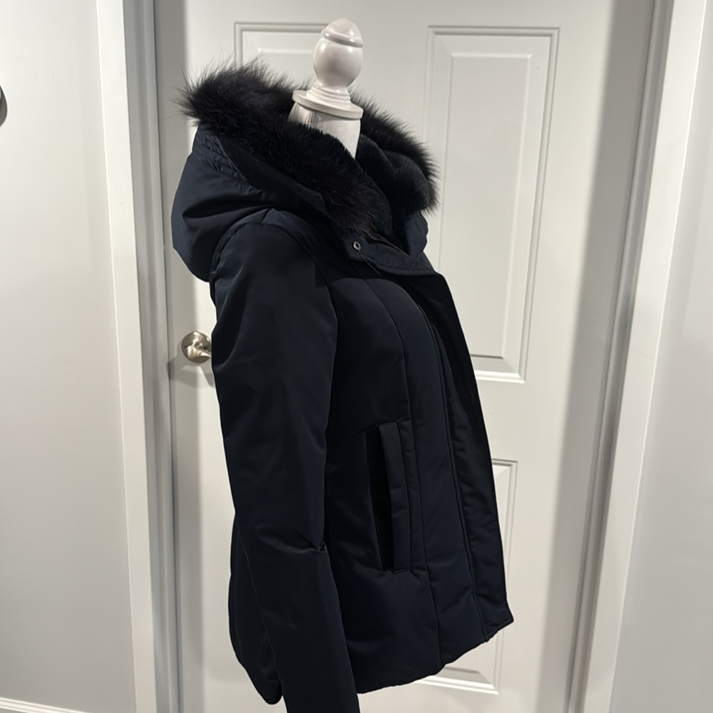 NWT Dawn Levy Luka Abyss Down Parka Hooded Coat Jacket Velvet Genuine Fur Trim - Picture 7 of 16